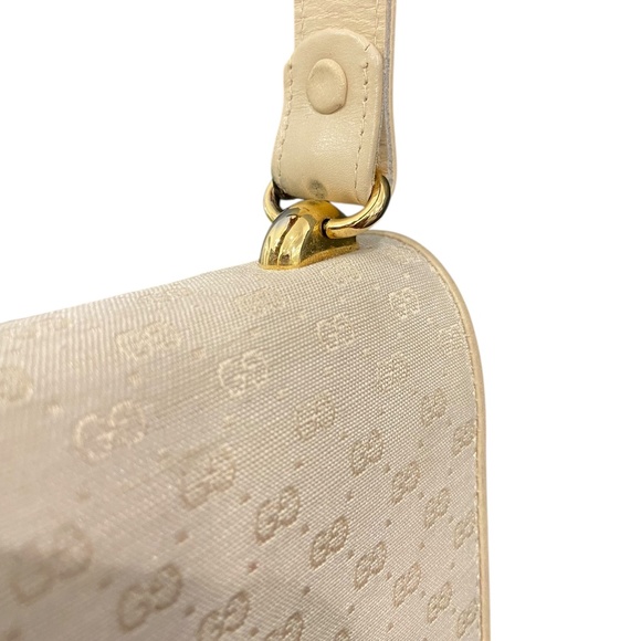 Gucci Shoulder Bag w/ COA | Authentic Gucci Handbag Gold Hardware Ivory Micro GG - Picture 5 of 16